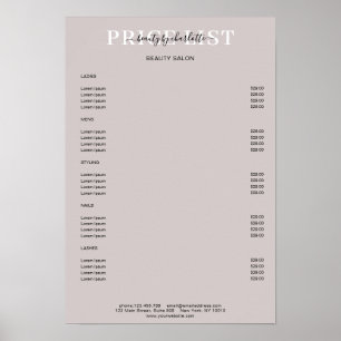 Poster du tarif moderne gris