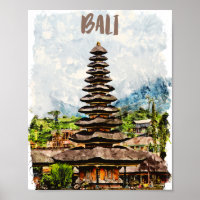 Poster du temple Bali Indonesia Ulun Danu Beratan