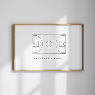 Poster du terrain de basket-ball aquarelle
