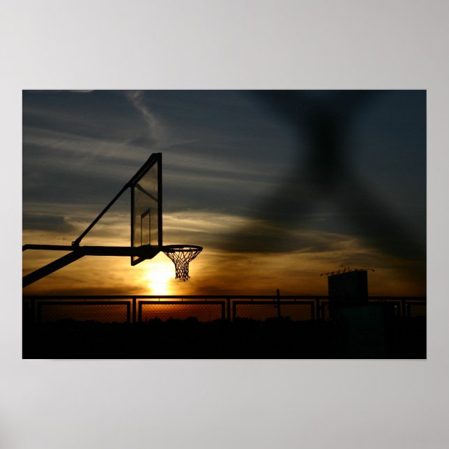 Poster du terrain de basket-ball et du coucher de  (Devant)