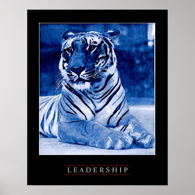 Poster du tigre de leadership motivationnel bleu u (Devant)
