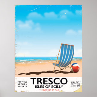 Poster du train vintage de Tresco Isles of Scilly
