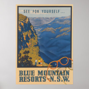 Poster du Vintage voyage Australie Blue Mountains