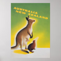 Poster du Vintage voyage de Kangaroo Retro Austral