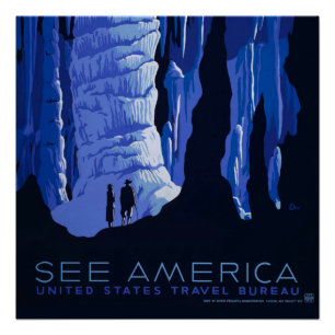 Poster du Vintage voyage de la caverne de voyage d