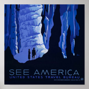 Poster du Vintage voyage de la caverne de voyage d