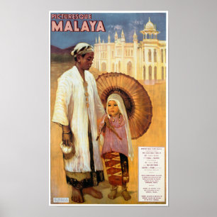 Poster du Vintage voyage de Malaisie restauré pitt