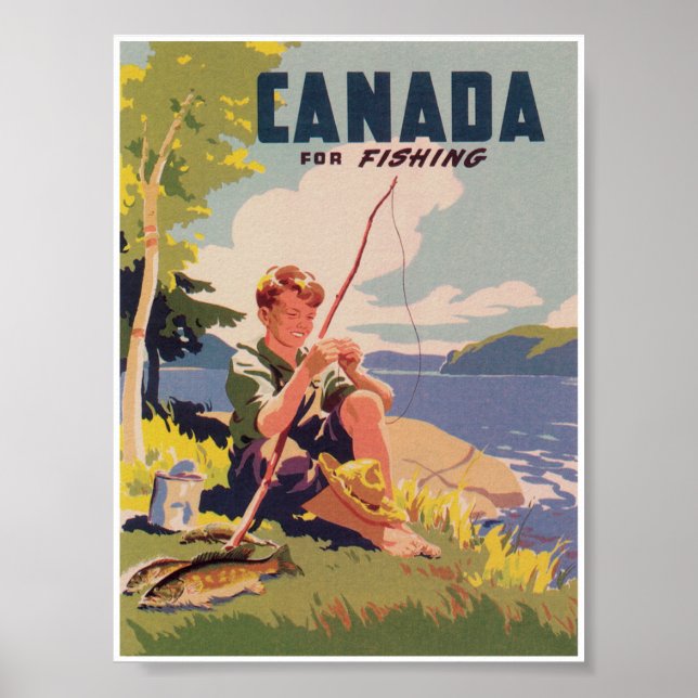 Poster du Vintage voyage de pêche Canada (Devant)