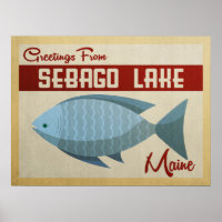 Poster du Vintage voyage de poisson Sebago Lake Ma