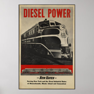 Poster du Vintage voyage de train diesel et imprim
