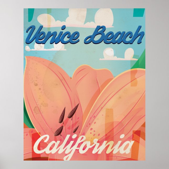 Poster du Vintage voyage de Venice Beach en Califo (Devant)