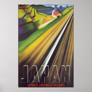 Poster du Vintage voyage des chemins de fer japona