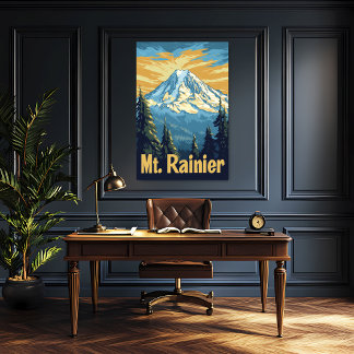 Poster du Vintage voyage du Mont Rainier