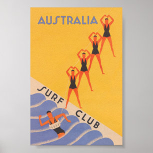 Poster du Vintage voyage du Surf Club Australie
