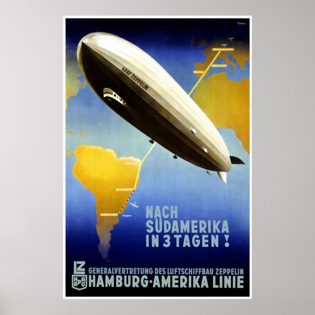 Poster du Vintage voyage Graf Zeppelin Line (Devant)