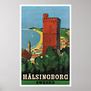 Poster du Vintage voyage Helsingborg Suède