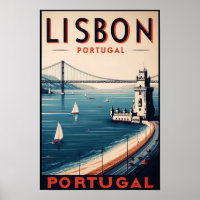 Poster du Vintage voyage Lisbonne Portugal