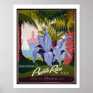 Poster du Vintage voyage Porto Rico USA