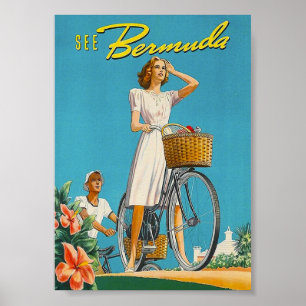 Poster du Vintage voyage rétro Bermudes Imprimer