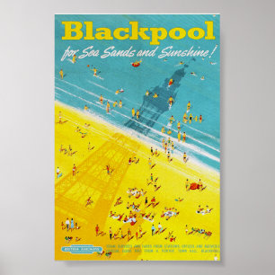 Poster du Vintage voyage rétro Blackpool Imprimer