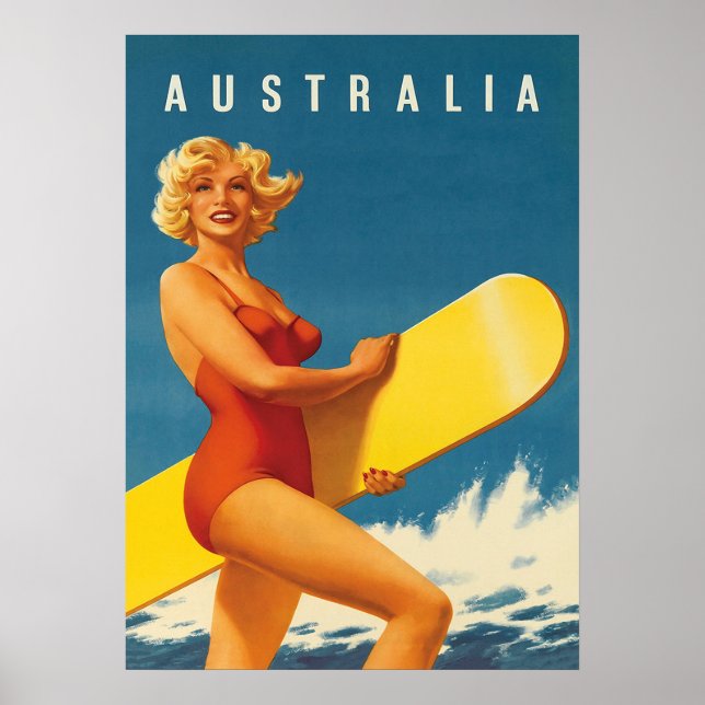 Poster du Vintage voyage rétro Surfer en Australie (Devant)