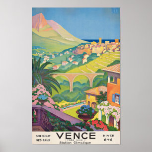Poster du Vintage voyage Vence France
