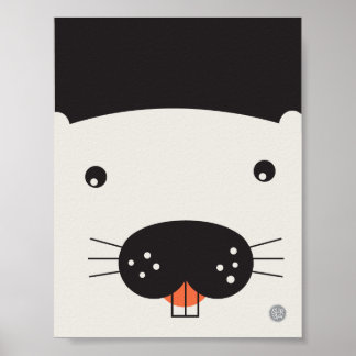 Poster du visage de castor - 11 po x 8,5 po