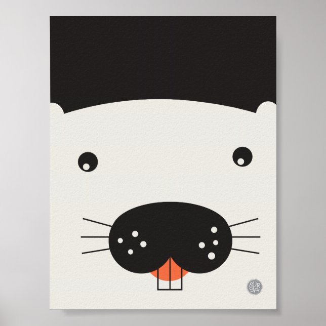 Poster du visage de castor - 11 po x 8,5 po (Devant)
