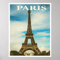 Poster du voyage vintage Paris Tour Eiffel France