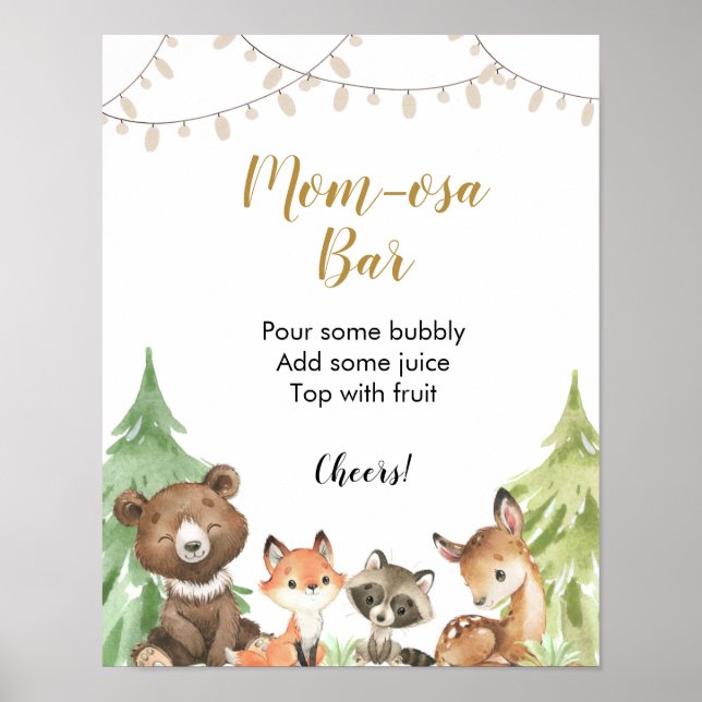 Poster du Woodland Baby shower Momosa Bar (Devant)