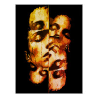 Dualité en or – Portrait moderne abstrait