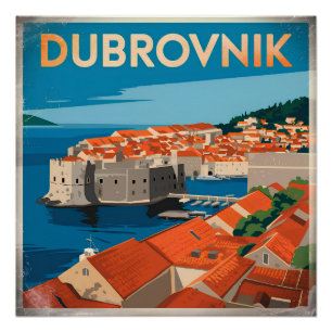 Poster Dubrovnik vintage