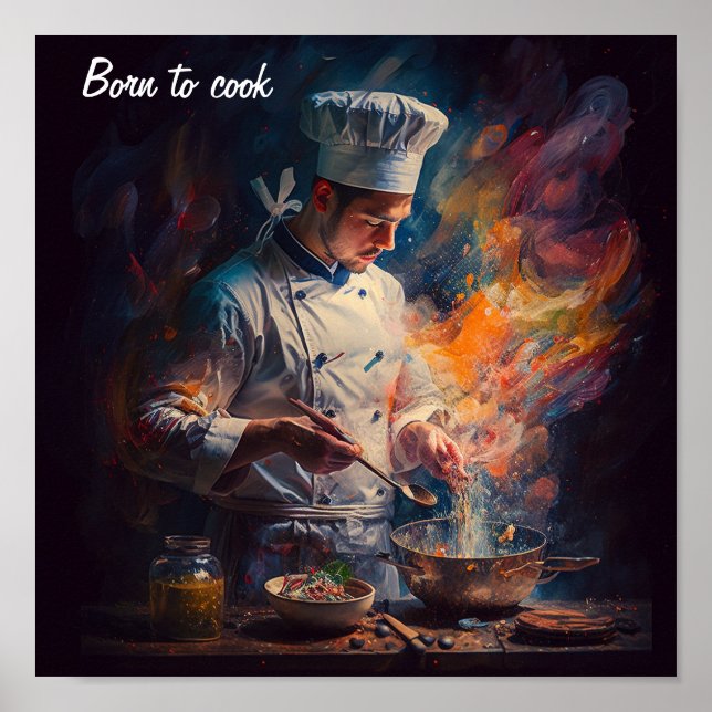 Poster d'un chef cuisine - dans le style d'une hui (Devant)