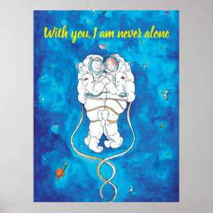 Poster d'un couple d'astronautes amoureux de la Sa
