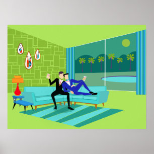 Poster d'un couple homosexuel rétro