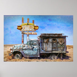 Poster d'un vieux camion sur la route 66