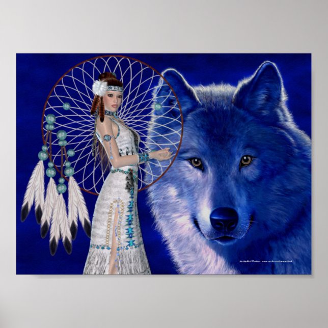 Poster d'une Américaine et d'un Loup Bleu Imprimer (Devant)