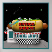 Poster d'une boutique de hot Dog Retro