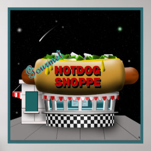 Poster d'une boutique de hot Dog Retro