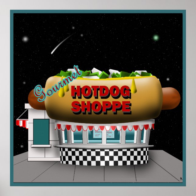 Poster d'une boutique de hot Dog Retro (Devant)