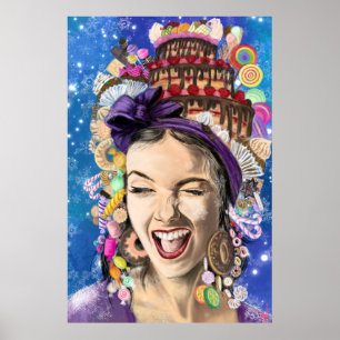 Poster d'une femme d'anniversaire heureux