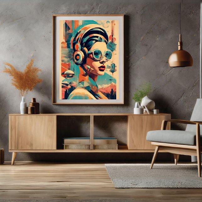 Poster d'une femme de nostalgie du futurisme tordu (Nostalgia Twist Futurism Woman Poster)