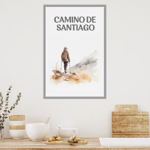 Poster d'une femme Randonnée au Camino de Santiago