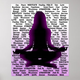 Poster d'une femme violette méditant le yoga