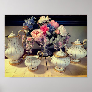 Poster d'une fête du thé à la maison