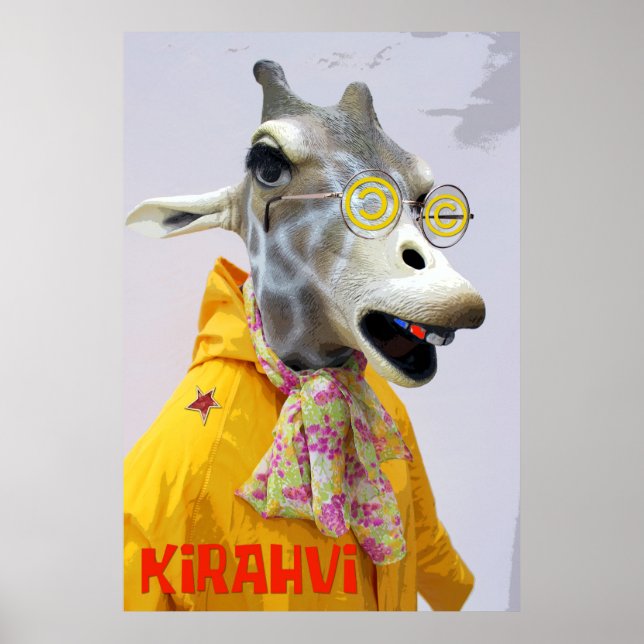 Poster d'une girafe amusante ! (Devant)