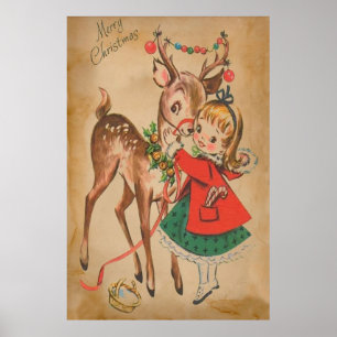 Poster d'une jeune fille accrochée à un cerf
