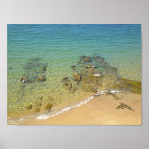 Poster d'une plage de rochers en Corse, France