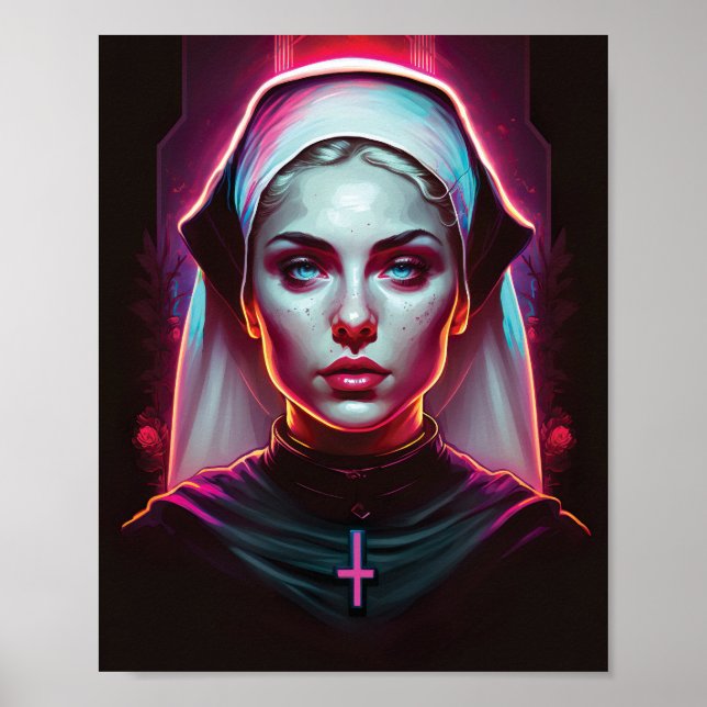 Poster d'une religieuse Déplaisante - Cyberpunk (Devant)