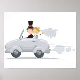 Poster d'une voiture juste mariée